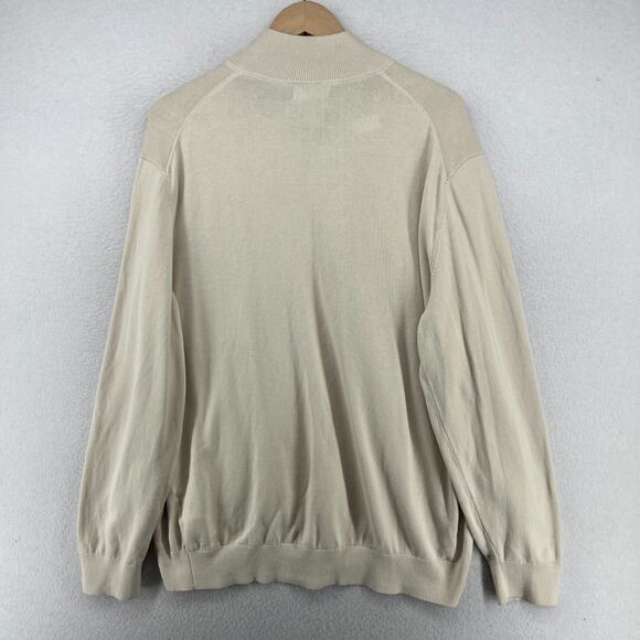 NAUTICA Sweater Mens XL Golf 1/4 Zip Mock Neck Pullover Jumper Cotton Beige - Picture 6 of 15
